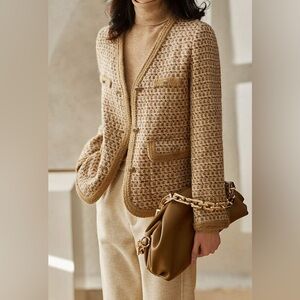 BNWOT Brown Liwisi Tweed Plaid Blazer - S